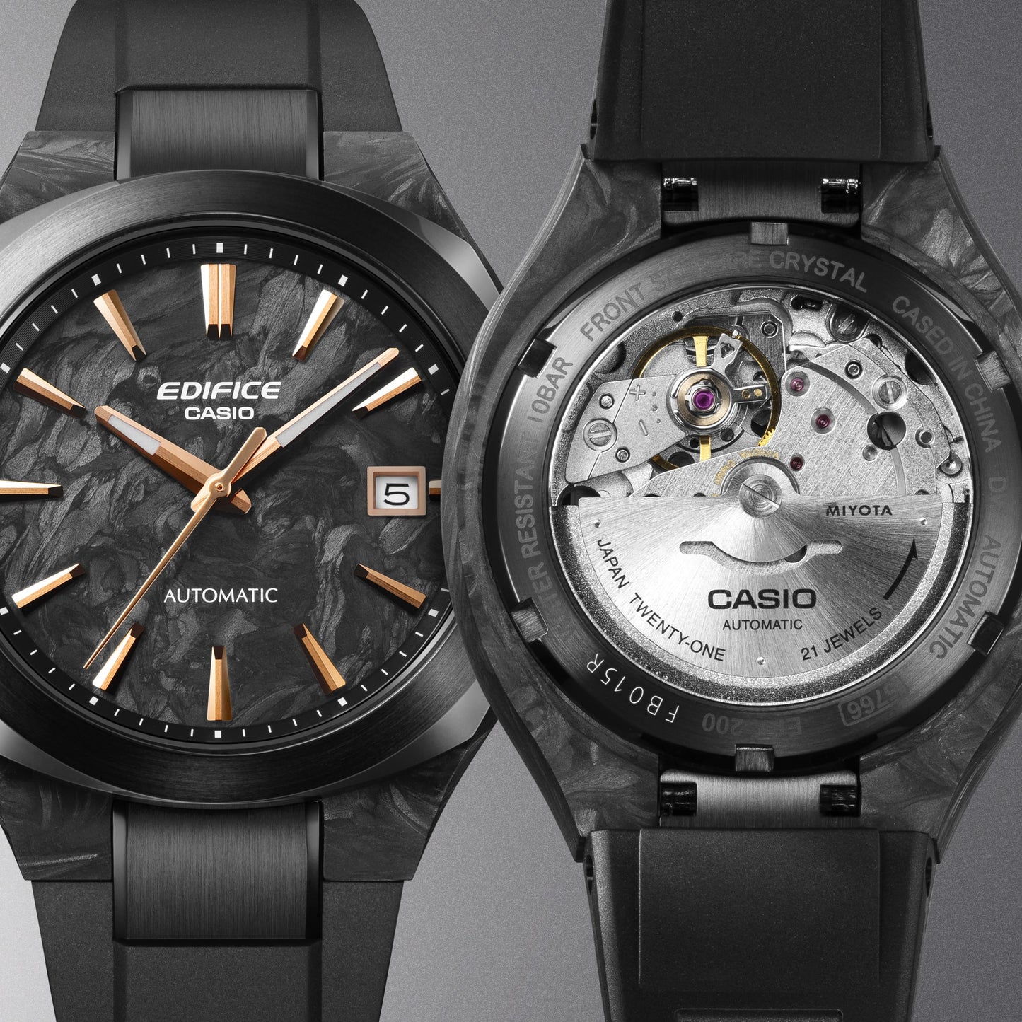 Casio EDIFICE EFK-200XPB-1AJF AUTOMATIC — Forged Carbon Case & Dial Sapphire Glass Mechanical