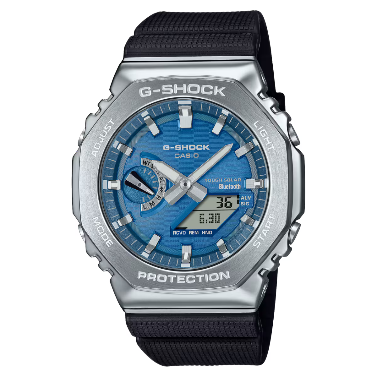 Casio G-SHOCK GBM-2100A-2BJF — Blue Dial Metal Bezel Bluetooth Tough Solar