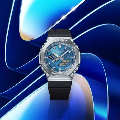 Casio G-SHOCK GBM-2100A-2BJF — Blue Dial Metal Bezel Bluetooth Tough Solar