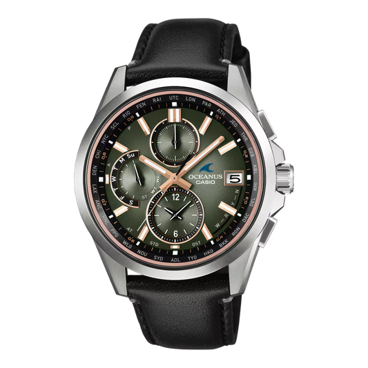 Casio OCEANUS OCW-T2600RL-3AJR Classic Line — Multi-Band 6 Tough Solar Titanium Leather Band (Limited 500)